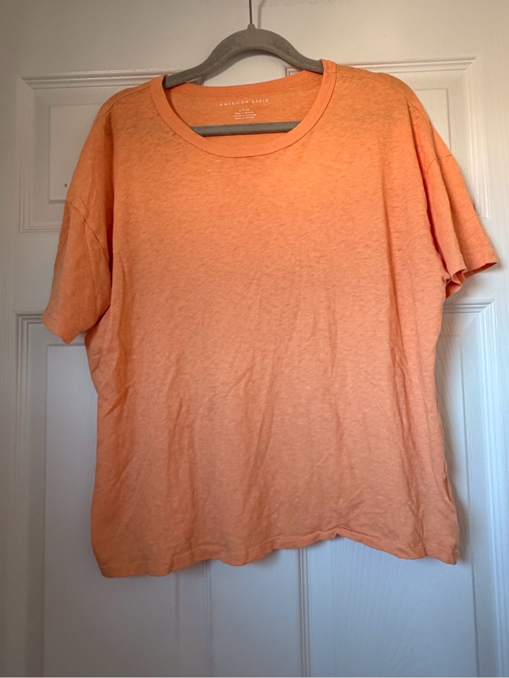 American Eagle Outfitters Women's Peach-Orange Short Sleeve Crew Tee